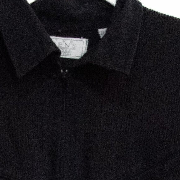 Vintage Mens Resort Black Long-Sleeve Pullover Sweater With Pockets & Ribbed Col - Picture 2 of 8